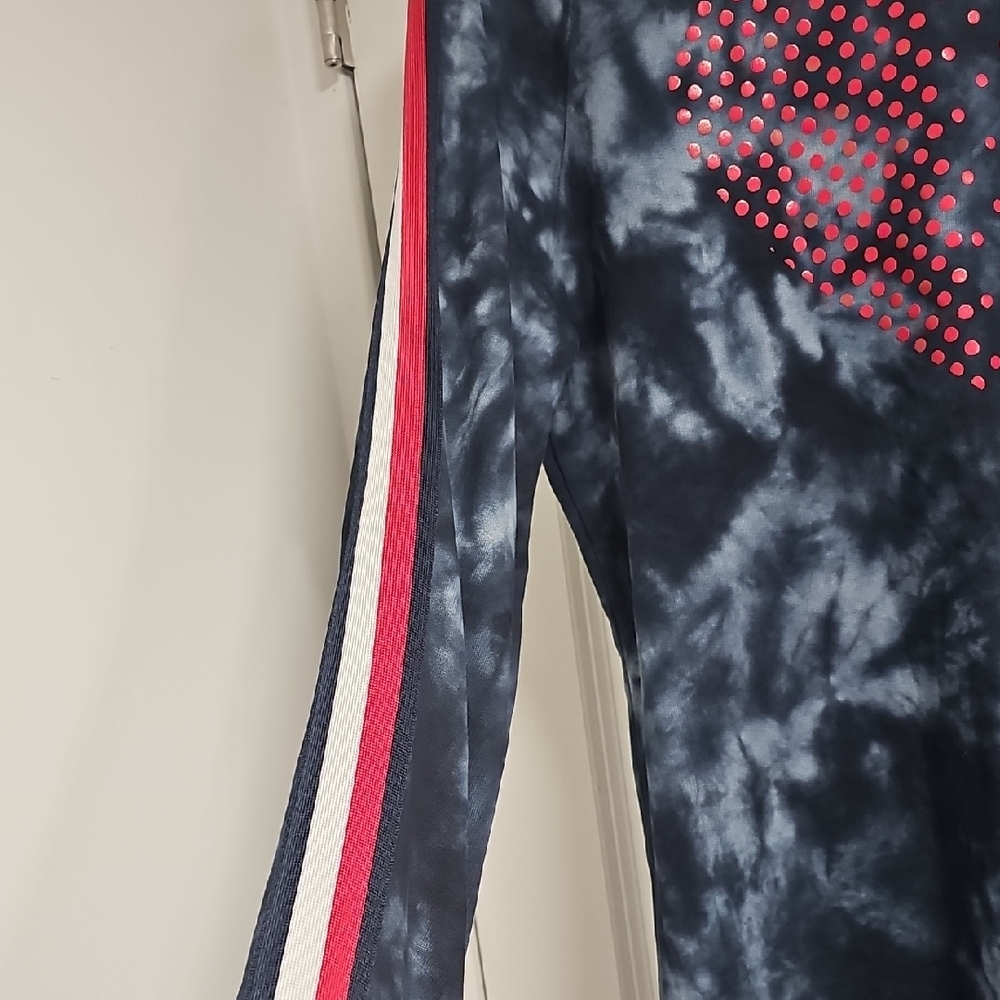 Tommy Hilfiger Women Blue Tie Dye Sweatshirt Drees S Heart Side Stripe. - Picture 2 of 11